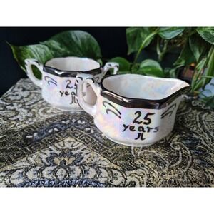 25th Anniversary Cream and Sugar Set Iridescent Couple Gift Pair
